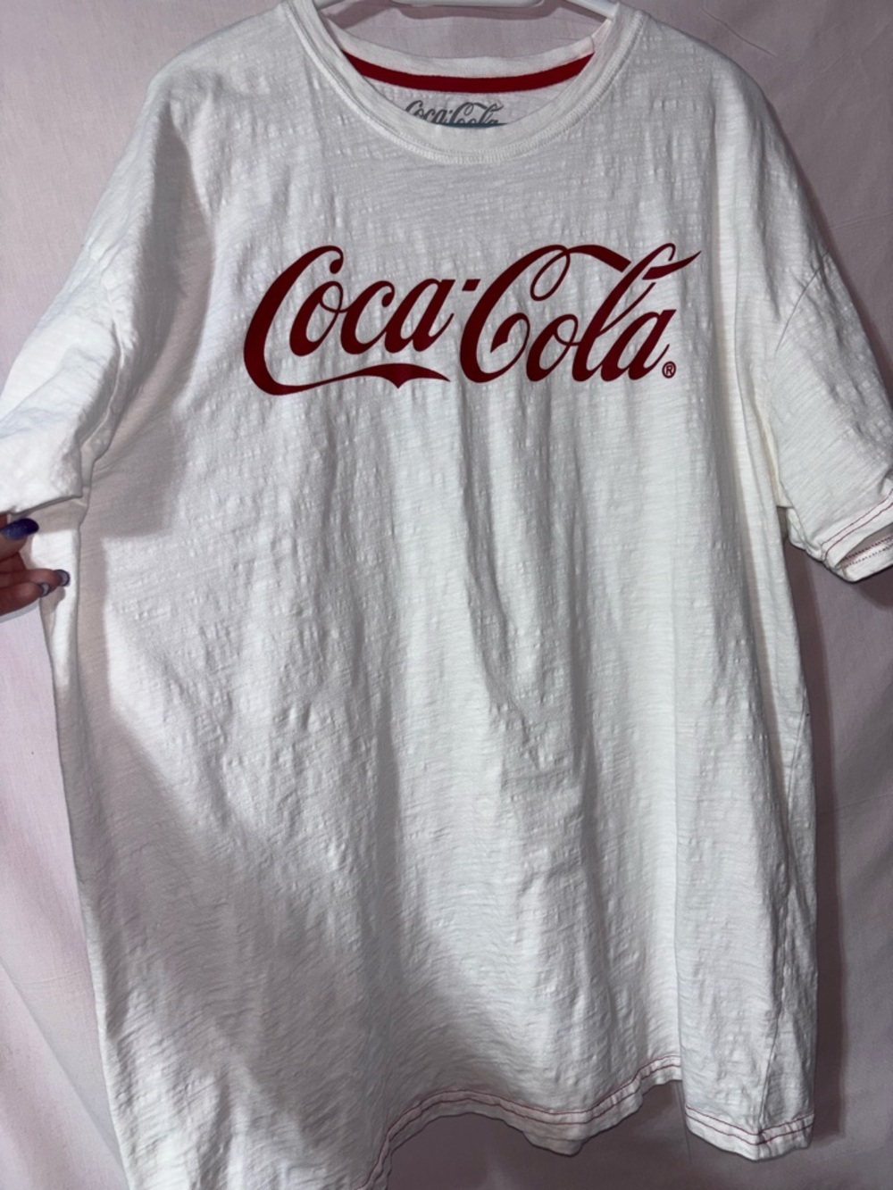 Coca Cola White Tee with Red Logo and Stitching - Picture 4 of 9